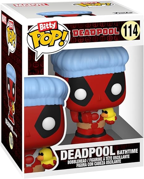 Funko Bitty POP! Deadpool - Bathtime, 4-Pack and A Surprise Mystery Mini Figure - 0.9 Inch (2.2 Cm) Collectable - Stackable Display Shelf Included - Gift Idea - Party Bags Stocking - Cake Topper