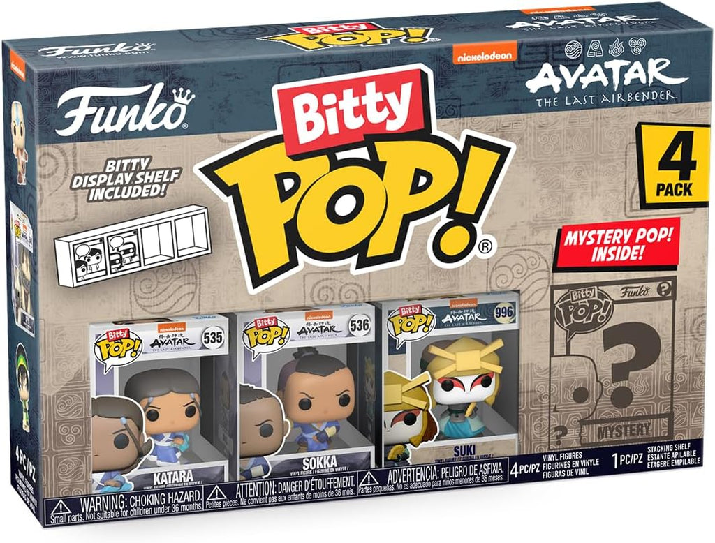 Funko Bitty Pop! Avatar: The Last Airbender - Katara, Sokka, Suki, & A Surprise Mystery Mini Figure - 0.9 Inch (2.2 Cm) Collectable - Stackable Display Shelf Included - Gift Idea - Cake Topper (Vip)