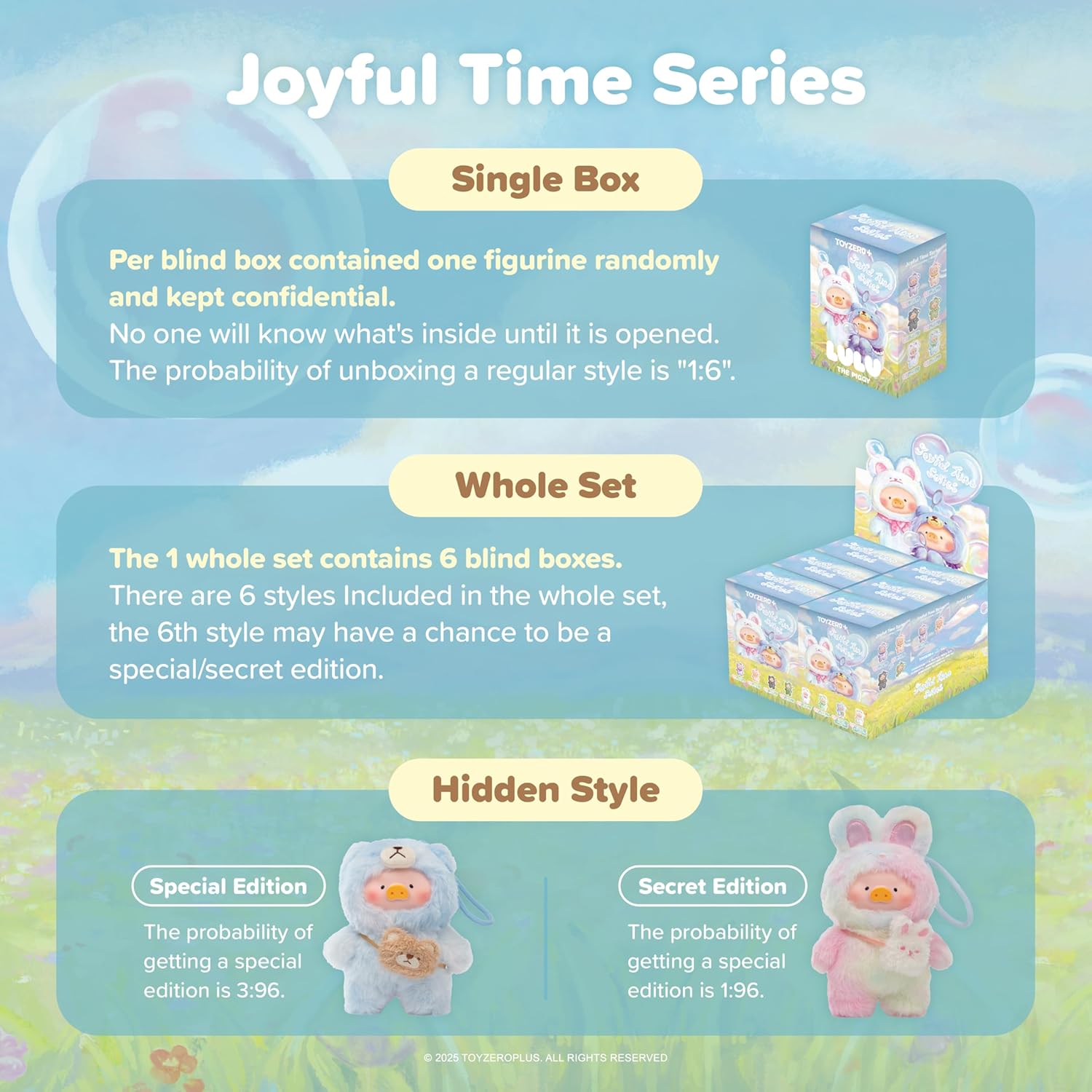Official Lulu The Piggy Blind Box - Joyful Time Series Plush Keychain Blind Boxes Figures Cute Stuffed Animals Mystery Box Collectibles Toys Home Decorations Birthday Gifts, (Vip)