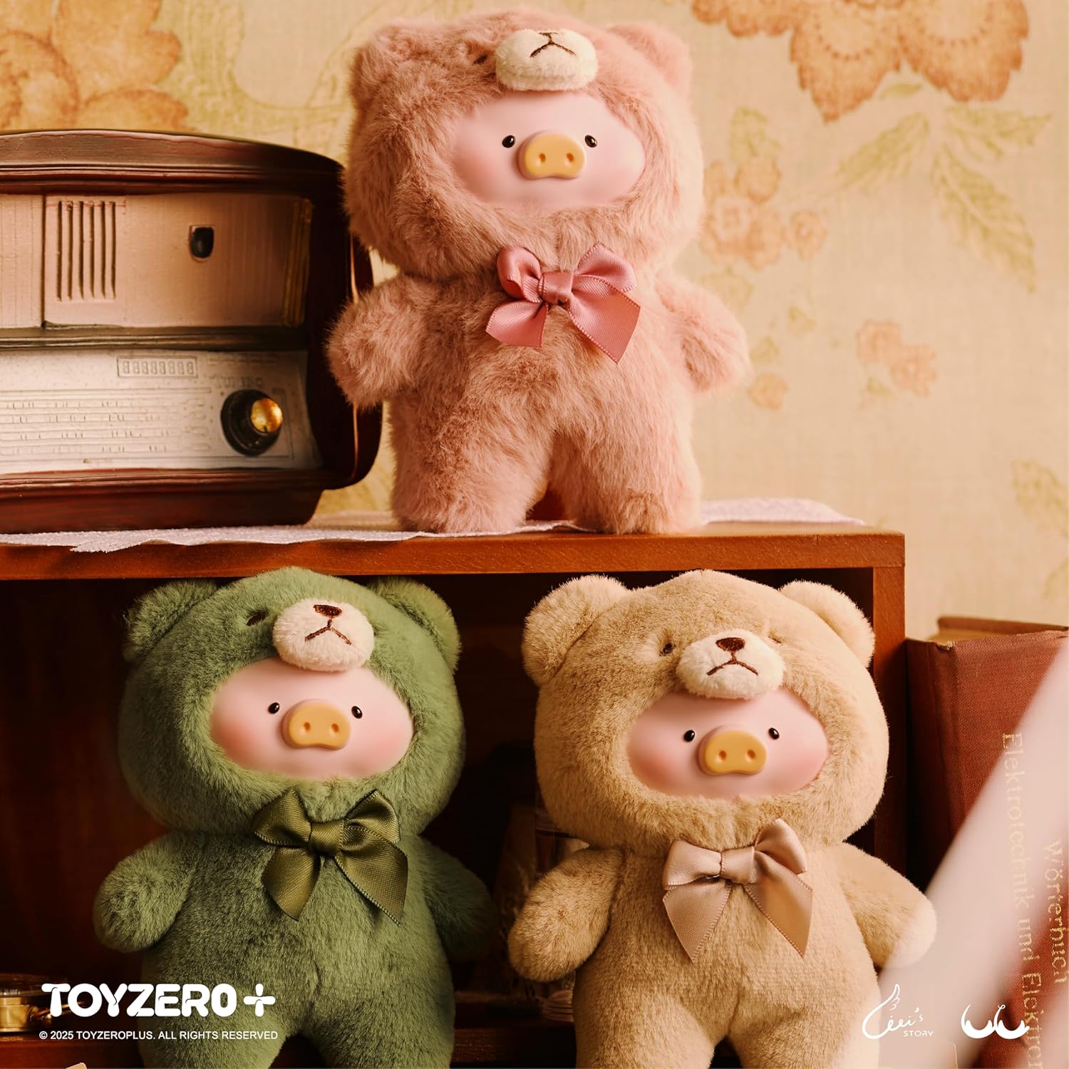 Official Lulu The Piggy Blind Box-Vintage Teddy Shop Series Plush Keychain Blind Boxes Figures Cute Stuffed Animals Mystery Box Collectibles Toys Home Decorations Birthday Gifts, Single Box