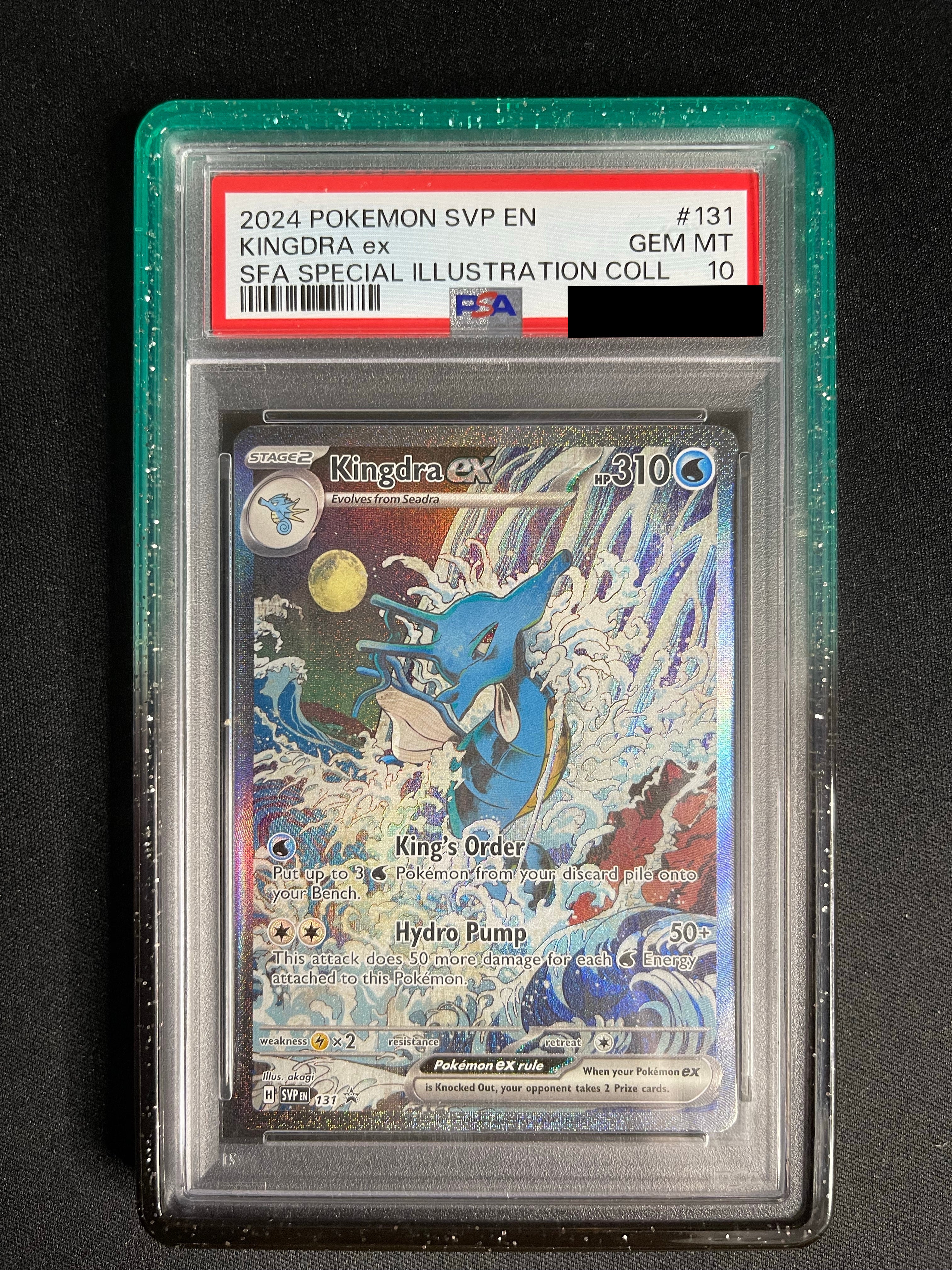Kingdra ex 131 Shrouded Fable Special Illustration Collection PSA 10 — front original photo, PSA certificate hidden
