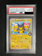 Poncho-Wearing Pikachu 203/XY-P Japanese Promo PSA 10 — front original photo, PSA certificate hidden