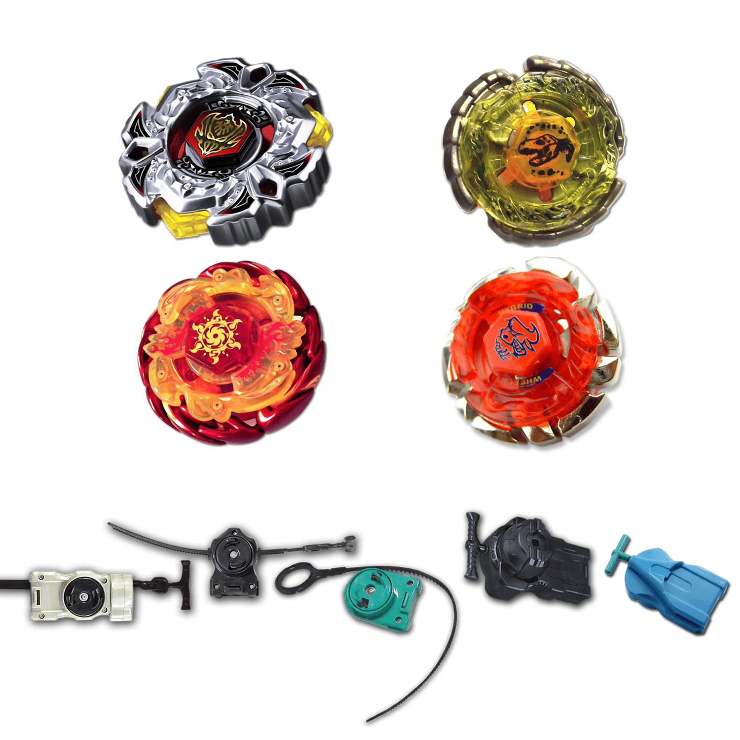 Static Pack 4 Beyblade Set with Dark Bull and Free Launcher