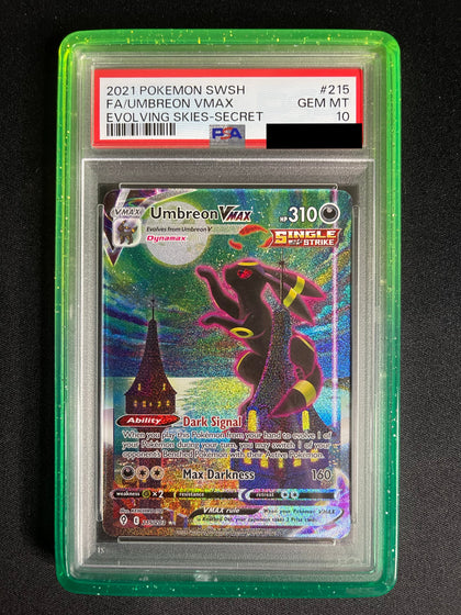 Umbreon VMAX 215/203 Evolving Skies Alternate Art PSA 10 — front original photo, PSA certificate hidden